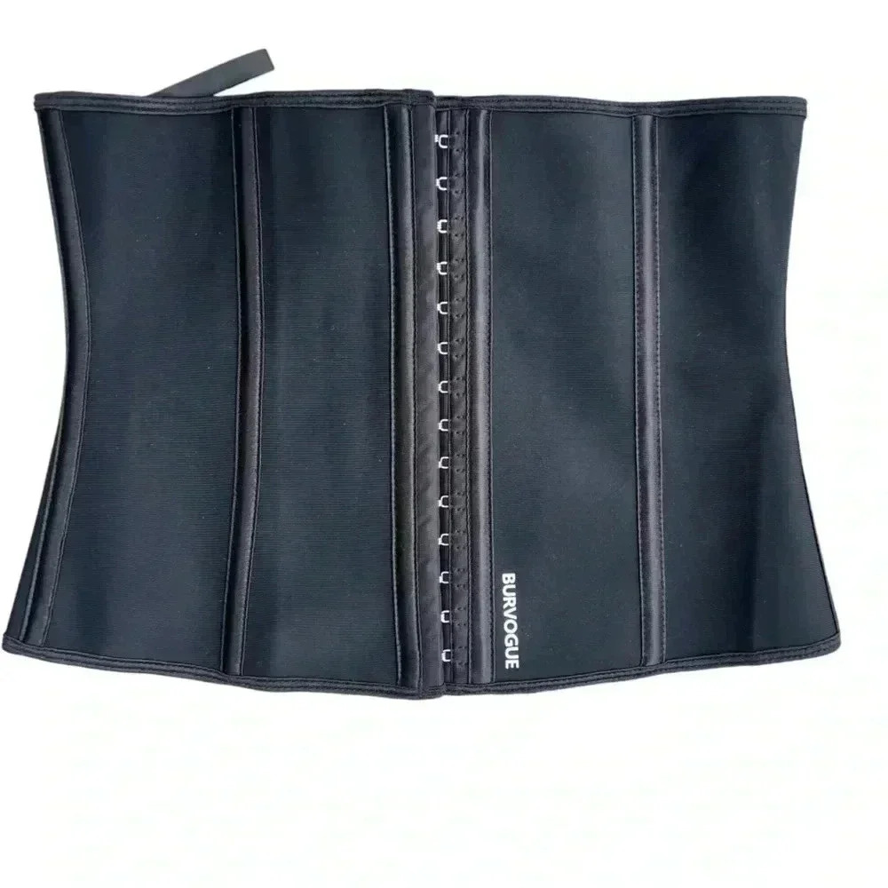 Burvogue waist trainer tummy control slimming shapewear black latex thin